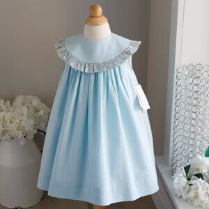Aqua Blue Float Dress Ruffle Collar Bailey Boys Boutique NWT 18 Months NWT